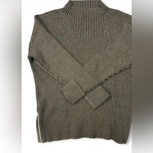 NWOT Varley Ribbed Mock Neck Sweater Green Gray Small